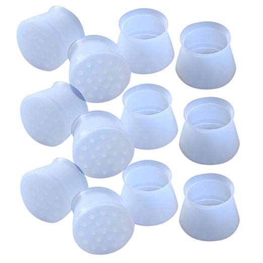 Furniture Silicon Protection Cover - Chair Leg Caps Silicone Floor Protector Pad Round Furniture Table Feet Cover, Anti-Slip Bottom Chair Pads - Prevents Scratches and Noise (White, 12PC)