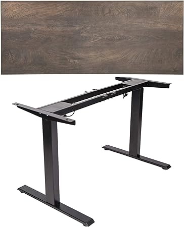 TOPSKY Dual Motor Electric Adjustable Standing Computer Desk Black Frame with 58.3’’x26.8’’ Espresso Gray Board