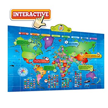 World Map Kids Interactive Map of the World Touch Activated Fun and Educational Talking Map, Push-To-Talk Kids World Map Learn Over 1000 Facts and Quizzes About 92 Countries