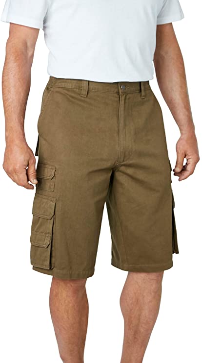 Boulder Creek by Kingsize Men's Big & Tall 12" Side-Elastic Stacked Cargo Pocket Shorts