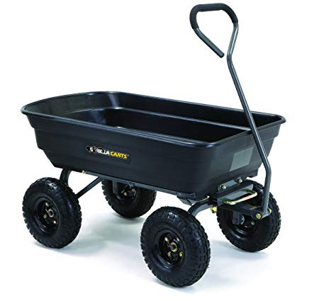 Gorilla Carts GOR4PS Poly Garden Dump Cart with Steel Frame and 10-in. Pneumatic Tires, 600-Pound Capacity, Black