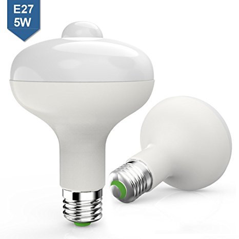 Sentexin PIR Infrared Sensor Light LED Bulb Motion Detection Spotlight Auto Switch Energy Saving Night Lamp Indoor Lighting E27 Base 5W AC White