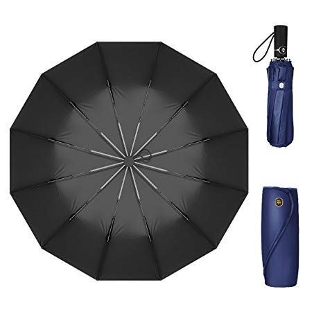 12 Ribs Travel Umbrella Windproof-Compact Umbrella with Auto Open/Close- Simplified Design Umbrella for Men&Women Ruxy Humy