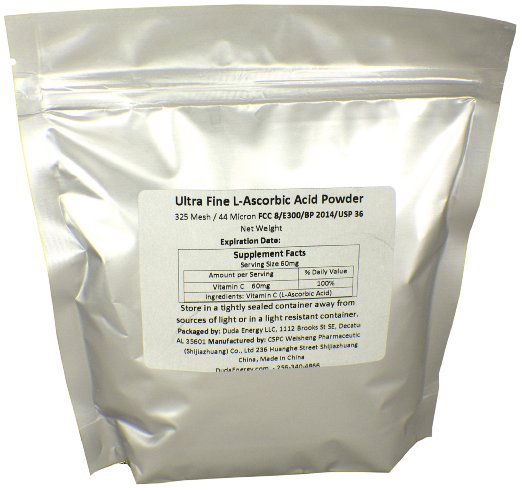 1 lb Bag of Ultra Fine L-Ascorbic Acid Powder 99 Food Grade USP36BP2012 Naturally Fermented Pure White Crystals Form of Vitamin C