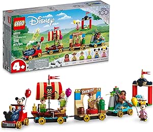 LEGO Disney 100 Celebration Train Building Toy 43212 Imaginative Play, Fun Birthday Gift for Preschool Kids Ages 4 , 6 Disney Minifigures: Moana, Woody, Peter Pan, Tinker Bell, Mickey & Minnie Mouse