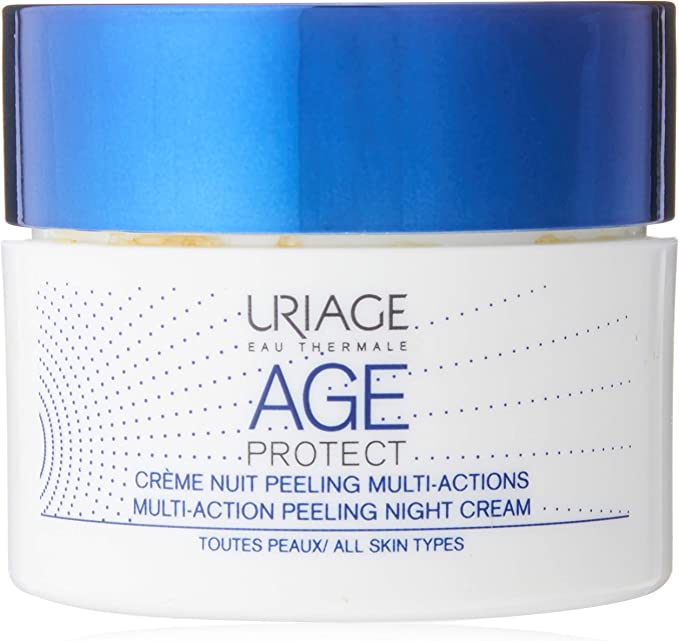 URIAGE - Age Protect Night Cream Multi Action Peeling - Prevents and Corrects Signs of Aging - Illuminates Skin Complexion - 40ml Jar