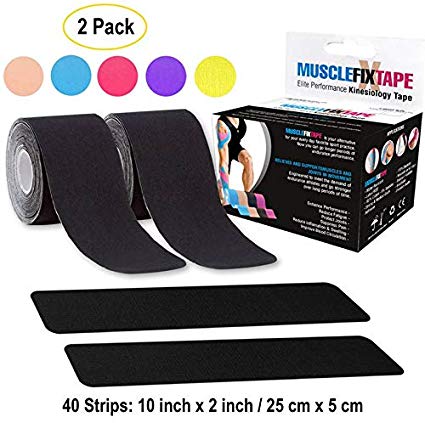Sports Kinesiology Tape Roll - Athletic Injury Recovery First Aid Therapy Support - Elastic Breathable Cotton Waterproof Strong Adhesive - Tendon Joint Ligament Muscle Pain Relief – Free Taping Guide