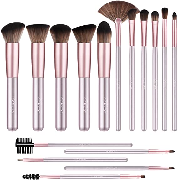 Makeup Brushes BESTOPE Makeup Brush Set 16Pcs Make Up Brushes Premium Synthetic Brush for Foundation Blending Face Powder Blush Concealers Eye Cosmetics - Purple