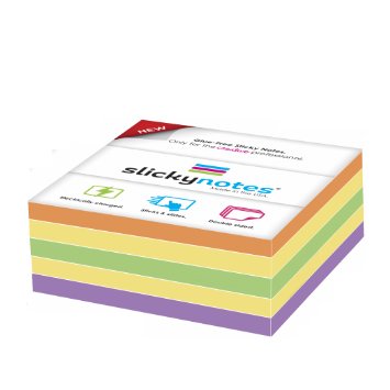 SlickyNotes, 5 Pads of 3"x3" The World's First Glue Free Sticky Notes, ECO Friendly Reusable Double-Sided and Dry-Erasable
