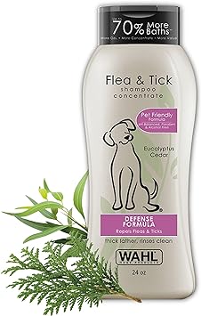 Wahl Flea & Tick Repelling Dog Shampoo for Pets – Defense Formula with Eucalyptus Cedar & Rosemary – 24 Oz - 820007A