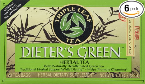 Triple Leaf Tea, Dieter's Green, 20 Tea Bags (Pack of 6)