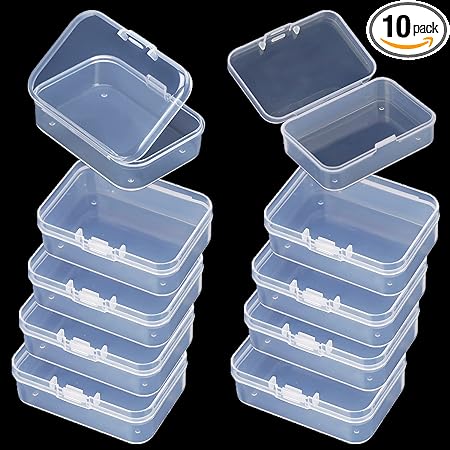 GBSTORE 10 pcs Small Clear Plastic Storage Box Mini Rectangle Bead Organizers Box Case Container for Jewelry Earplugs Crafts Nail Decoration Small Items
