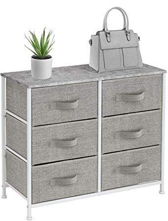 Sorbus Dresser with 6 Drawers - Furniture Storage Tower Unit for Bedroom, Hallway, Closet, Office Organization - Steel Frame, Wood Top, Easy Pull Fabric Bins (Gray)