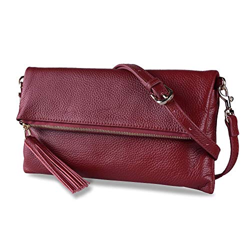 Befen Women's Leather Envelope Wristlet Bags Foldover Crossbody Clutch Purses with Wrist/Crossbody Strap