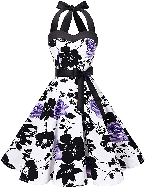 DRESSTELLS Vintage 1950s Rockabilly Polka Dots Audrey Dress Retro Cocktail Dress