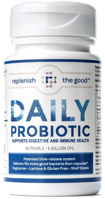 Daily Probiotic 60-Day Supply 6 Billion CFU 6 Strains Delivers 15X More Good Bacteria To The Gut- Helps Relieve Bloated Stomach and Acid Reflux Intestinal Digestive and Brain Health