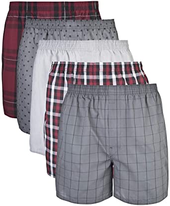 Gildan Mens Woven Boxer Underwear Multipack