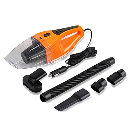 Car Vacuum Cleaner 120W, iTavah 12V 4000PA Suction Portable Handheld Wet Dry Auto Hand Vacuum (ORANGE),14.7FT(4.5M)Power Cord
