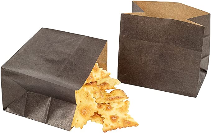 Bag Tek 4.25" x 2.5" x 3.75" Paper Bags For Snacks, 100 Large French Fry Bags - Disposable, Greaseproof, Snack Paper Kraft Snack Bags, For Popcorn, Cookies, Fries, And More, - Restaurantware