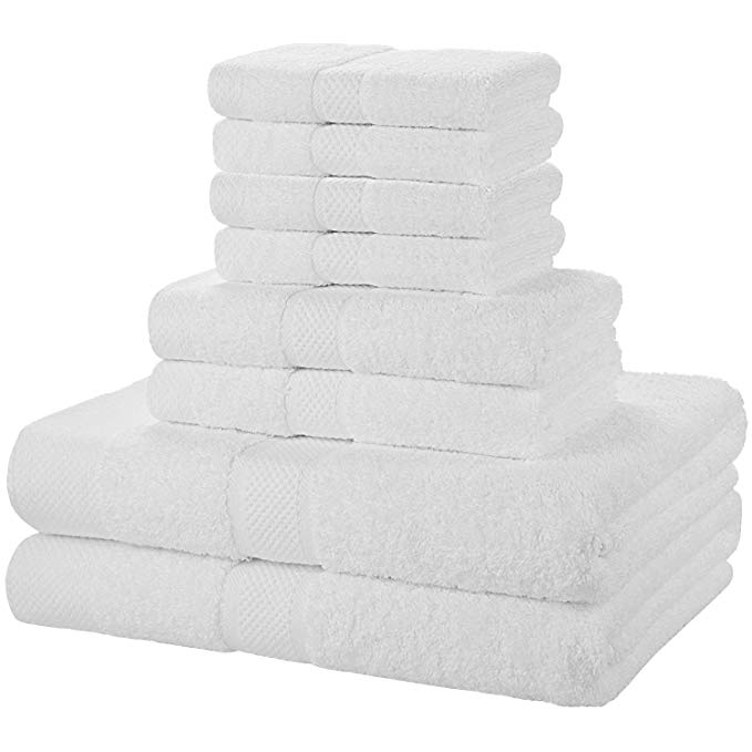 SEMAXE 700 GSM Bath Towels, 8-Piece Towel Set 100% Made of Cotton Super Absorbent Fade-Resistant (White)