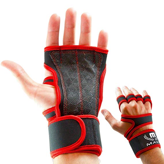 Mava Sports Cross Training Gloves with Wrist Support for Fitness, WOD, Weightlifting, Gym Workout & Powerlifting - Silicone Padding, no Calluses - Men & Women, Strong Grip