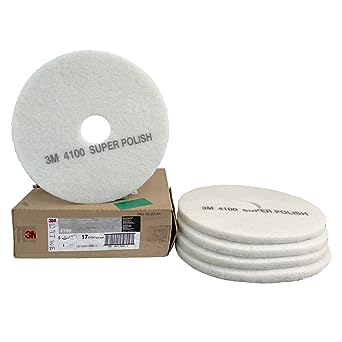 3M White Super Polish Pad 4100, 17" Floor Pad, Machine Use (Case of 5)