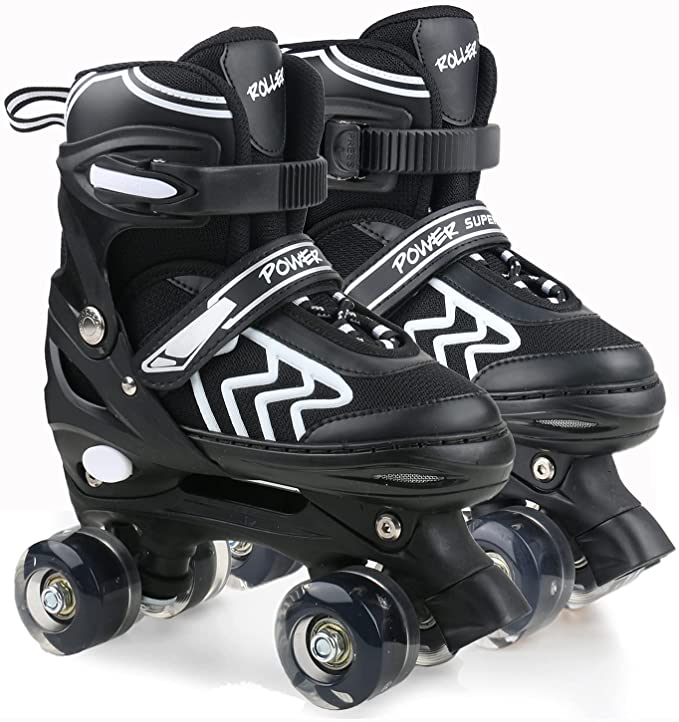 Kids Roller Skates for Boys and Girls, Women and Men, 4 Size Adjustable Adult Kids Roller Skates Outdoor Indoor, Patines para Niñas Niños with Light up Wheels …