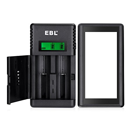 EBL AA 18650 14500 Battery Charger with Power Bank & Backup Flashlight (3-in-1 Functional) for Ni-MH Li-ion Rechargeable Batteries Phones