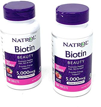 Natrol Biotin 5000 mcg Fast Dissolve Tablets (Strawberry (2 Pack))