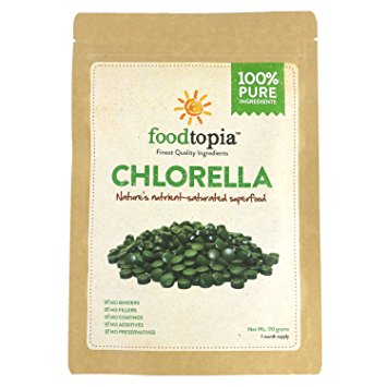 100% Pure Chlorella Vulgaris Tablets (90g / Approx. 450 tablets) Raw, non-GMO. Chewable Green Superfood Supplement. High protein, chlorophyll & nucleic acids. No preservatives / fillers. month sup