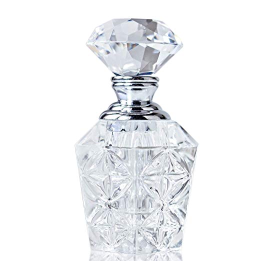 H&D Clear Art Carved Crystal Empty Mini Refillable Perfume Bottle