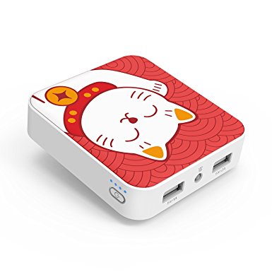 Yoobao M4 10400mAh Mini Portable Power Bank Dual USB External Battery Charger Pack Powerbank Backup for iPhone iPad Tablet Samsung Galaxy HTC LG Nexus OnePlus Nokia Smartphones and More - Lucky Cat