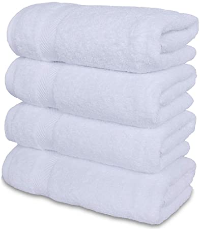 SEMAXE Towel Premium Cotton Hand Towels for Bathroom, 16”x 27”, Luxury Hotel & Spa Towel (White, 4 Hand Towel)