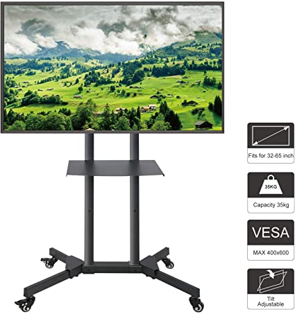 ABCCANOPY Rolling TV Cart, Mobile TV Display Stand for 32-65 Inch LED LCD OLED Flat Screen, Plasma TVs TV & Monitor