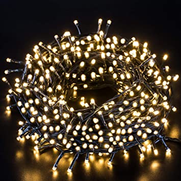 Marchpower Christmas String Light- 300 LED 131 feet 8 Modes Battery Operated Fairy Lights, Waterproof Indoor/Outdoor Decorative Lights for Xmas Tree Wedding Party Festival, Warm White