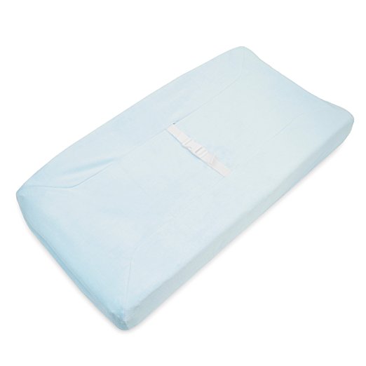 TL Care Heavenly Soft Chenille Fitted Contoured Changing Pad Cover, Blue