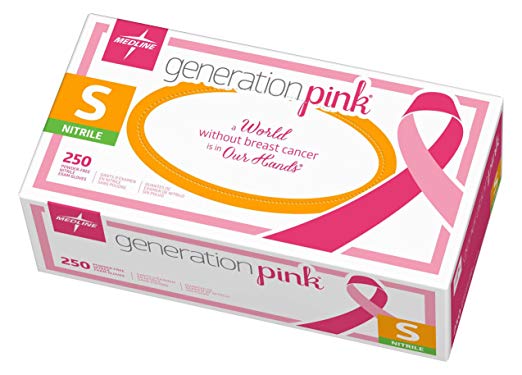 Medline Generation Pink Nitrile Exam Gloves, Disposable, Powder-Free, Pink, Small, Box of 250