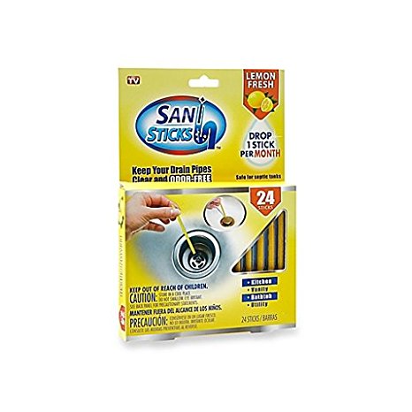 Sani Sticks 24-Pack, As Seen on TV - Cleaning and Sanitation Sticks l Water Flowing and Pipes Odor-Free (Lemon Scent)