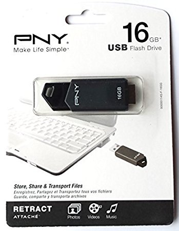 PNY Retract Attache 16GB USB Flash Drive (P-FD16GRTCG-GE)