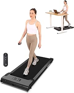 YRUN/LICHICO Under Desk Treadmill, 2 in 1 Portable Folding Treadmill, 3.0HP Brushless Motorized Electric Walking Treadmill, Larger Running Area, Small Mini Walking Pad Running Machine for Home