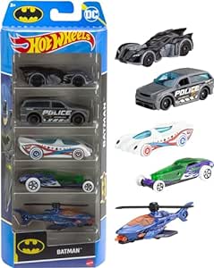 Hot Wheels 1:64 Scale Toy Cars, Set of 5 Batman-Themed Vehicles