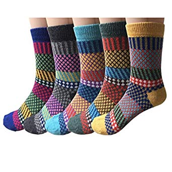 YUYUGO 5 Pairs Women's Wool Socks Soft Warm Winter Knitted Socks for Women