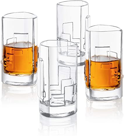 JoyJolt Revere 4-Pack Heavy Base Shot Glass Set, 2-Ounce Ultra Clear Shot Glasses