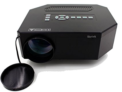 Aketek UC30 100" 150 Lumens HDMI Portable Mini LED Projector Home Cinema Theater AV/VGA/USB/SD/Micro USB-Black