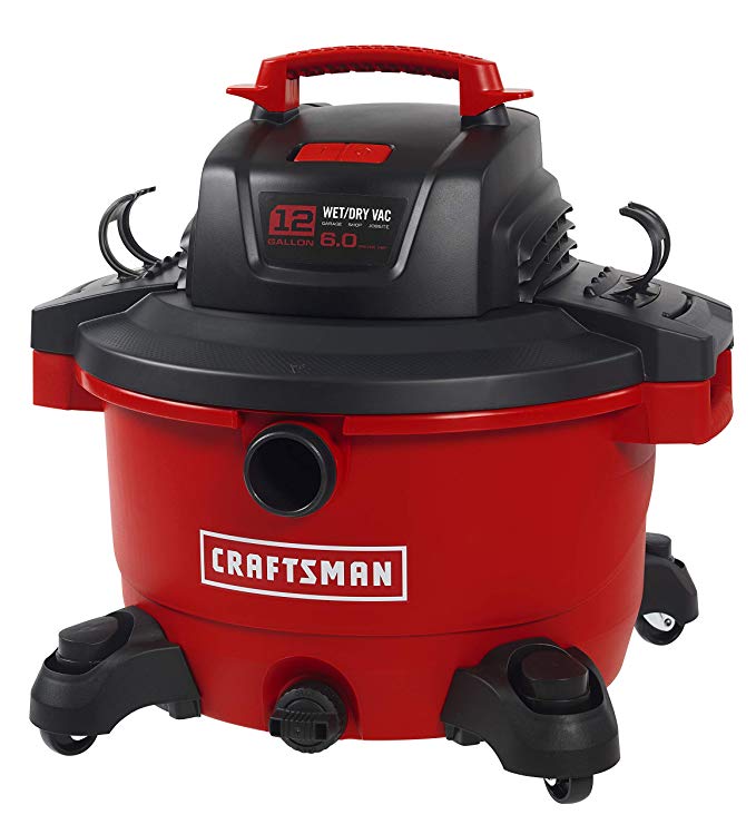 CRAFTSMAN 17594 12 Gallon 6 Peak HP Wet/Dry Vac, Portable Shop Vacuum with Attachments