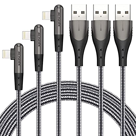 iPhone 13 Charger, Lightning Cable 3 Pack 10FT [Apple MFi Certified], Nylon Braided 90 Degree iPhone Charging Cable Compatible with iPhone 13/13Pro Max/13 Mini/12/12mini/12Pro/11/11Pro/X/Xs Max/XR/8