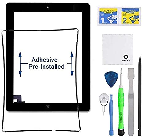 iPad 2 Screen Replacement,FixCracked iPad 2 Digitizer Touch Screen Front Glass Assembly Black-Includes Home Button   Camera Holder   PreInstalled Adhesive with tools kit