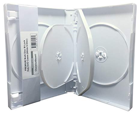 CheckOutStore (10) Premium Multi Disc with Patented M-Lock Hub DVD Cases (6 Disc - White)