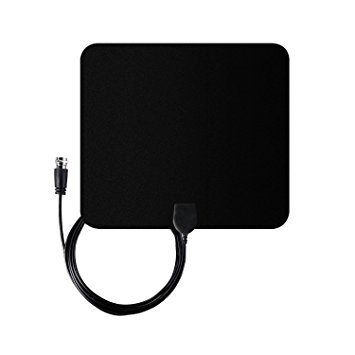 Lmeison Supper Thin HDTV Indoor Antenna - High Definition Programs - 35 Mile Long Range - Detachable Amplifier - 10ft Coax Cable - Excellent Technical Consistency - 30 Day Money Back Guarantee