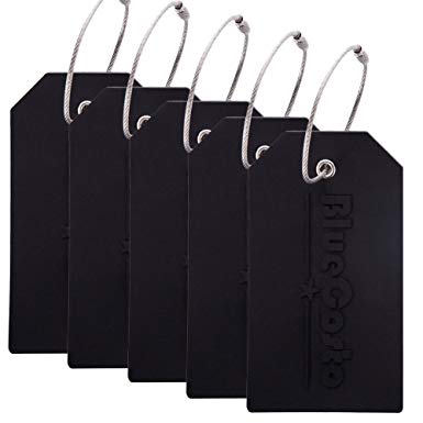 BlueCosto 5x Luggage Tags Suitcase Tag Travel Bag Labels w/Privacy Cover